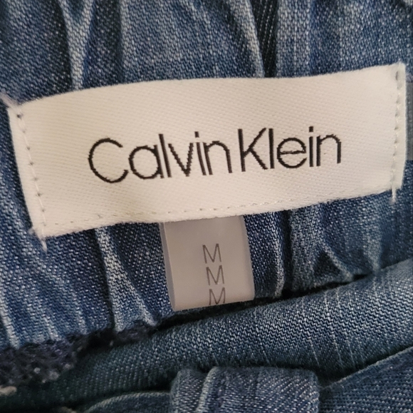 CALVIN KLEIN Lyocell Wide Leg Blue Crop Pants Size Medium - Picture 6 of 9